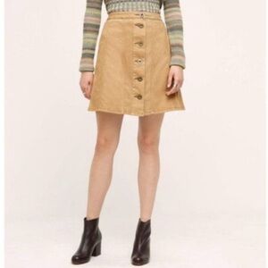 Anthropologie Tan Button-Front Skirt